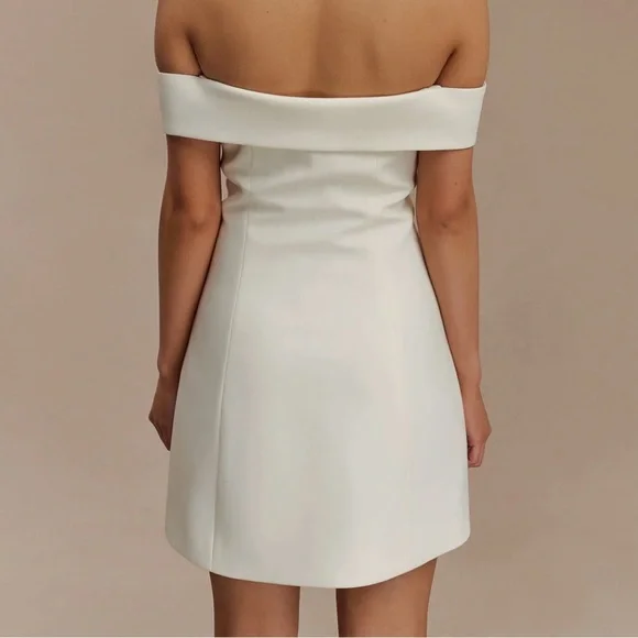 Brand New Meshki Strapless Mini Dress. Ivory. Off Shoulder Suiting Style.XS size - Picture 13 of 16